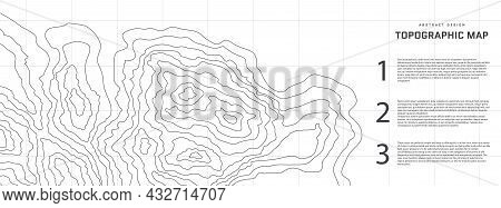 Topographic Map Abstract Background. Outline Cartography Landscape. Topographic Relief Map On White 