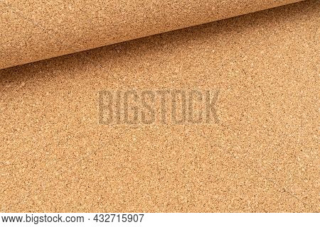Roll Of Natural Cork For Underlayment In Flooring. Natural Materials In Construction.