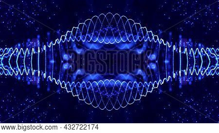 3d Render. Mirror Structure. Blue Motion Design Background With Symmetrical Pattern. Abstract Sci-fi
