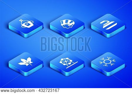 Set Snowflake, Maple Syrup, Ferris Wheel, Canadian Maple Leaf, Native American Indian And Stone For 