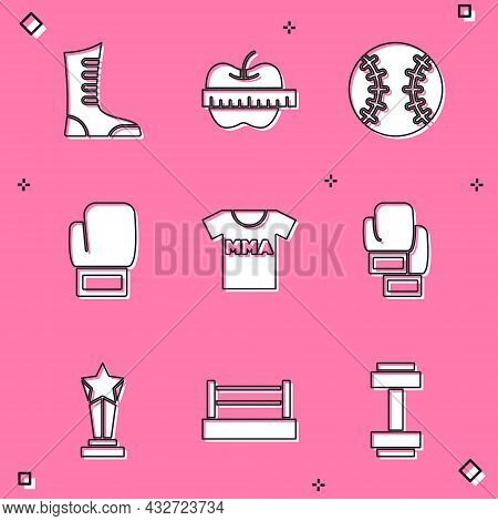 Set Sport Boxing Shoes, Apple And Measuring Tape, Baseball Ball, Boxing Glove, T-shirt With Fight Cl
