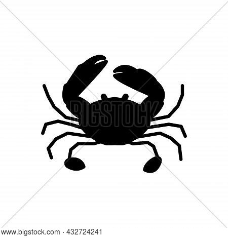 Crab Glyph Icon. Maldives Seafood. Marine Life. Cblack Filled Symbol. Isolated Vector Stock Illustra