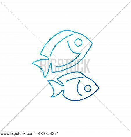 Two Fishes Outline Icon. Maldives Seafood And Diving. Tropical Resort. Blue Gradient Symbol. Isolate