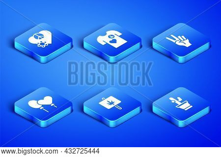 Set Cactus, Love Peace, Marijuana, Balloons, Peace T-shirt Print Stamp And Symbol Icon. Vector