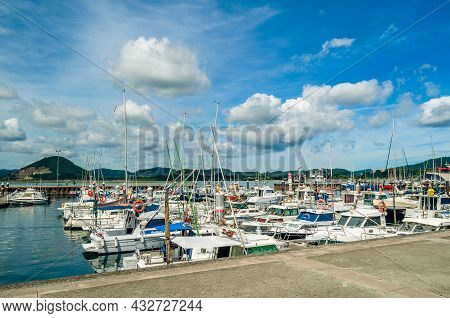 Santona, Spain - July 4, 2021: View Of Boats In The Port Of Santona, Spain