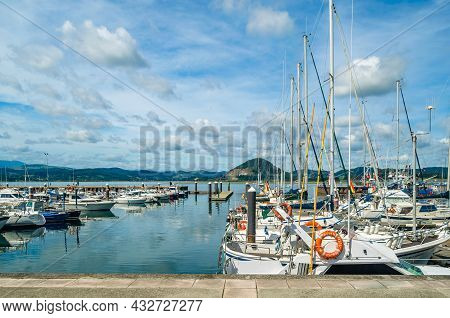 Santona, Spain - July 4, 2021: View Of Boats In The Port Of Santona, Spain