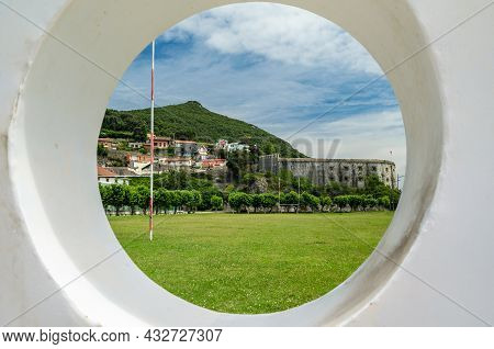 Santona, Spain - July 4, 2021: View Of San Martin Fort In The Village Of Santona, Cantabria, Norther