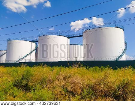 Loading Corn For Storage At A Grain Elevator And Blue Sky