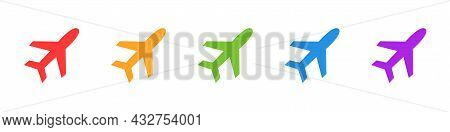 Aircraft Icons Set. Airport And Air Transport Concept. Vector Illustration