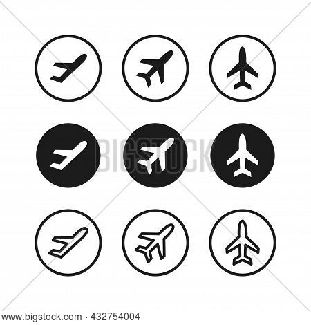 Aircraft Icons Set. Airport And Air Transport Concept. Vector Illustration