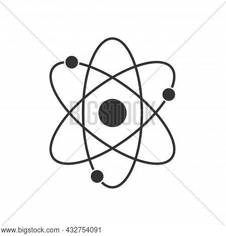 Atom Icon Isolated On White Background. Structure Of The Nucleus Of The Atom. Around The Atom, Gamma