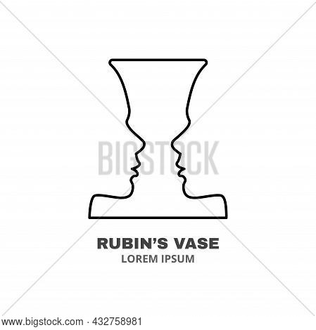 Psychology Line Icon Concept. Rubin, S Vase As Concept Of Self Knowing Outline Stroke Element. Psych