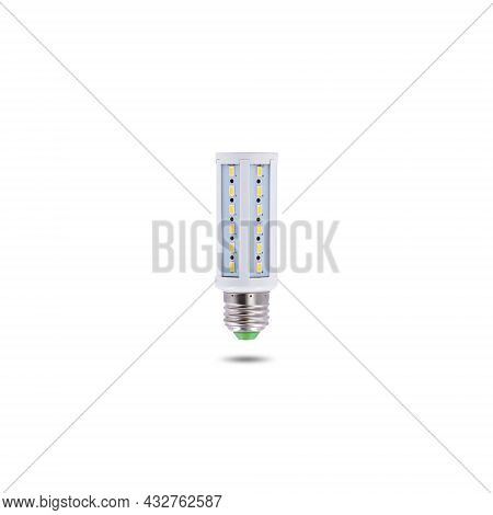 Led Energy-saving Lamp, Screw Cap E27 230v Isolated On White Background.