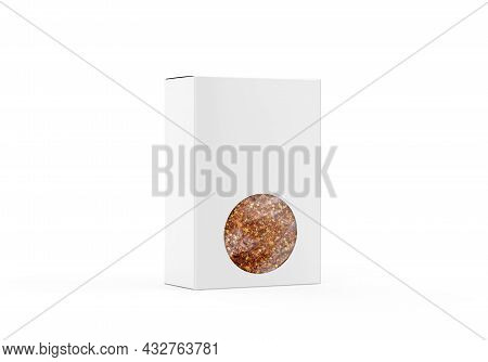 Transparent Window Paper Box For Chilli Flakes, Chilli Flakes Packaging Box Mock Up Template On Isol