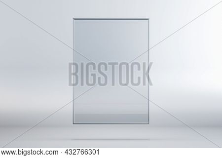 Blank Rectangular Glass Frame Banner On White Background. Mock Up, 3d Rendering