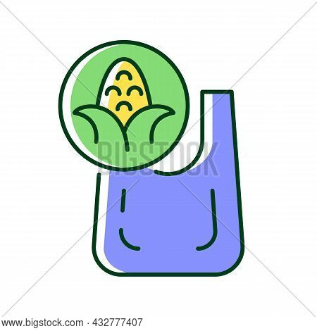 Compostable Bag Made From Corn Rgb Color Icon. Biodegradable Shopping Bag. Eco Friendly Package. Red