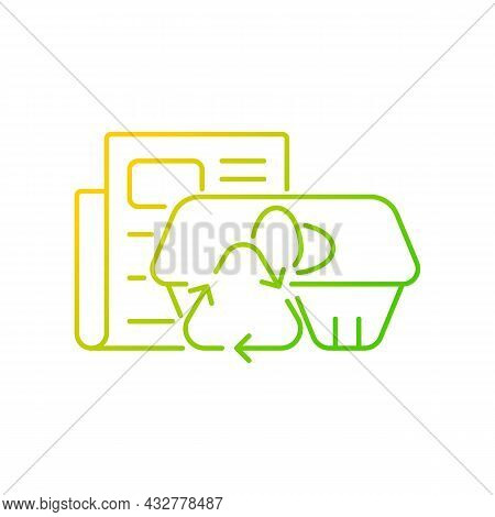 Egg Cartons From Newspaper Gradient Linear Vector Icon. Paper Egg Box. Recycled Tray Made From Press