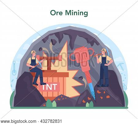 Ferrous Metallurgy Concept. Steel Or Metal Extracting And Production