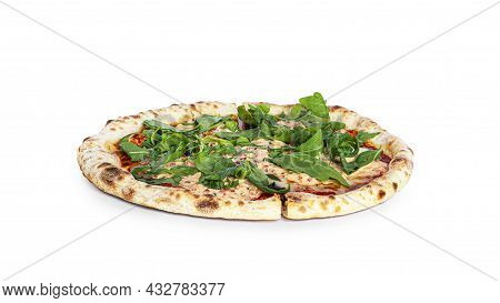 Pizza Tonno Con Cipolla Isolated On A White Background.