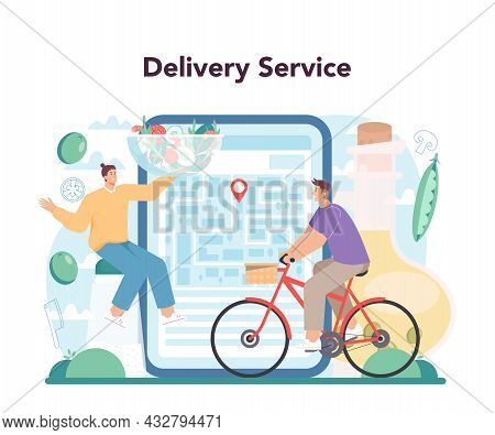 Fresh Salad Online Service Or Platform. Peopple Cooking Organic