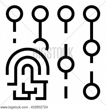 Fingerprint Code Icon Outline Vector. Access Lock. Digital Key