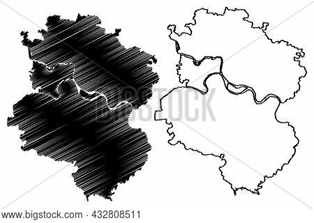 Allahabad District (uttar Pradesh State, Republic Of India) Map Vector Illustration, Scribble Sketch