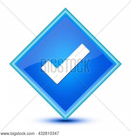 Checkmark Icon Isolated On Special Blue Diamond Button Illustration