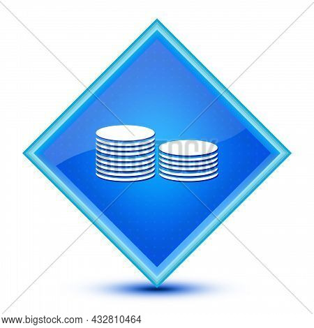 Coin Money Icon Isolated On Special Blue Diamond Button Illustration
