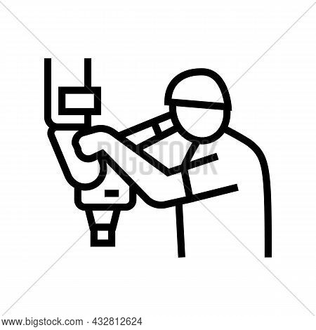 Microsurgery Doctor Work Line Icon Vector. Microsurgery Doctor Work Sign. Isolated Contour Symbol Bl