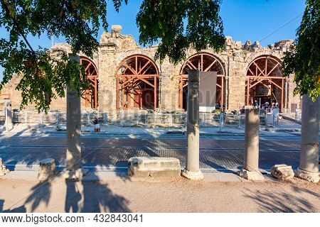Roman Amphitheater In Ancient Side In Turkey