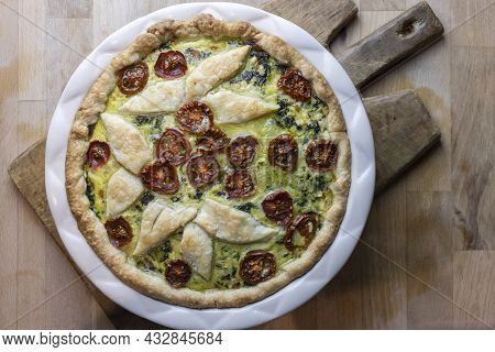 Homemade Vegetable Swiis Chard And Tomato Pie Process From Pie Dough To Filling