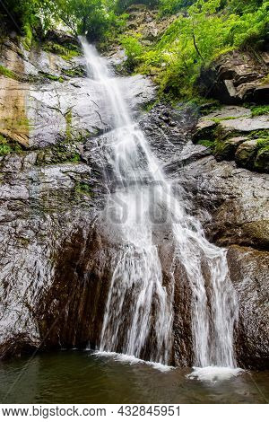Beautiful Makhuntseti Waterfall View In Georgia Local Attraction
