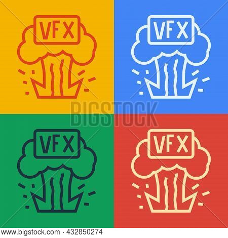 Pop Art Line Vfx Icon Isolated On Color Background. Vector