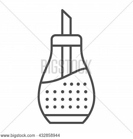 Transparent Glass Sugar Bowl Thin Line Icon, Catering Business Concept, Sugar Basin Vector Sign On W