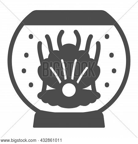 Shell With Pearl In Aquarium Solid Icon, Interior Design Concept, Fish Tank Decoration Vector Sign O