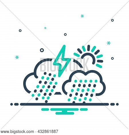 Mix Icon For Climate Rainy Showery Thunder Forecast Weather Season Changing Atmospheric-conditions E