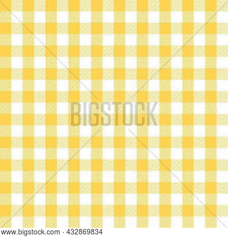 Yellow And White Scotland Textile Seamless Pattern. Fabric Texture Check Tartan Plaid. Abstract Geom