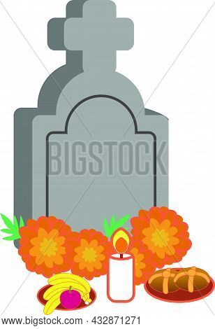 Grave With Ofrenda For The Day Of The Dead