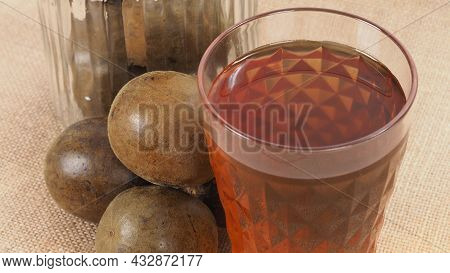 Monk Fruit Or Luo Han Guo. Dried Fruits For Healthy Sweetener Drink.