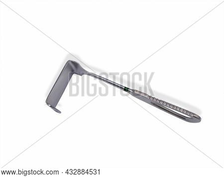 Closeup Image Of Medical Surgical Morris Retractor In White Background