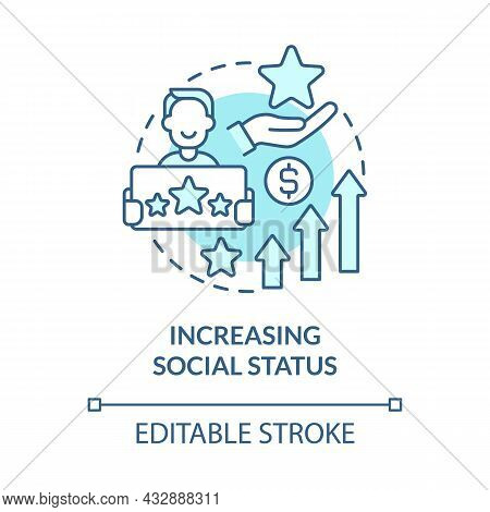Increasing Social Status Blue Concept Icon. Display Wealth And Possessions. Excessive Buying Abstrac