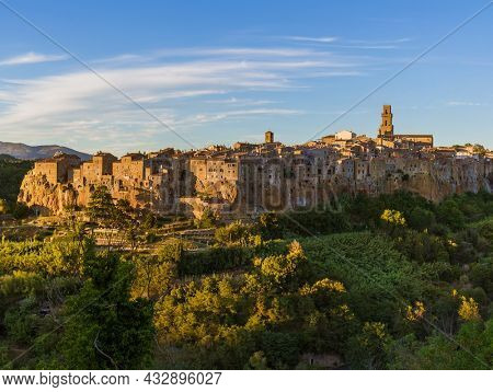 Pitigliano medieval town in Tuscany Italy - architecture background
