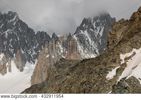 Dark Clouds Over The Summit Of Mont Blanc Before The Summer Storm In France, Europe