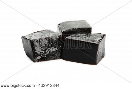 Delicious Grass Jelly Cubes On White Background