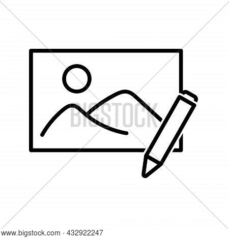 Picture Icon. Flat Pictogram For Web. Line Stroke. Simple Photo Symbol Isolated On White Background.