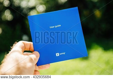Paris, France - Sep 8, 2021: Unboxing Of New Sumup Emv Card Reader Which Can Read Magnetic Strip, Ch