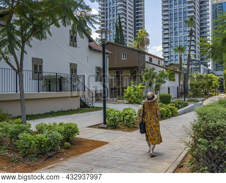 Tel Aviv, Israel - August 19th, 2021:high Risers Next To Renovated Old Buildings In The Sarona Compl