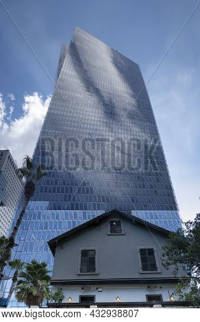 Tel Aviv, Israel - August 19th, 2021:high Risers Next To Renovated Old Buildings In The Sarona Site 