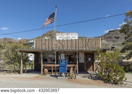Oatman, Usa - March 7, 2019: Historic Post Office  In Oatman At Route 66. The Post Office Is Still I