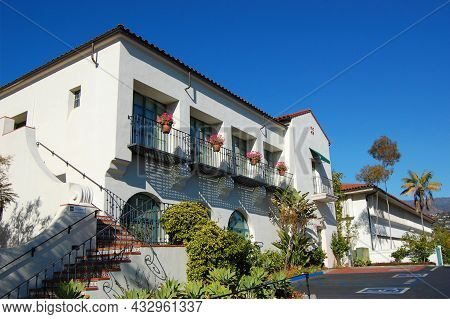 Historic Spanish Colonial Style Residence Building Near Santa Barbara County Courthouse In Historic 